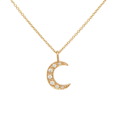 14kt yellow gold Diamond Moon Necklace
