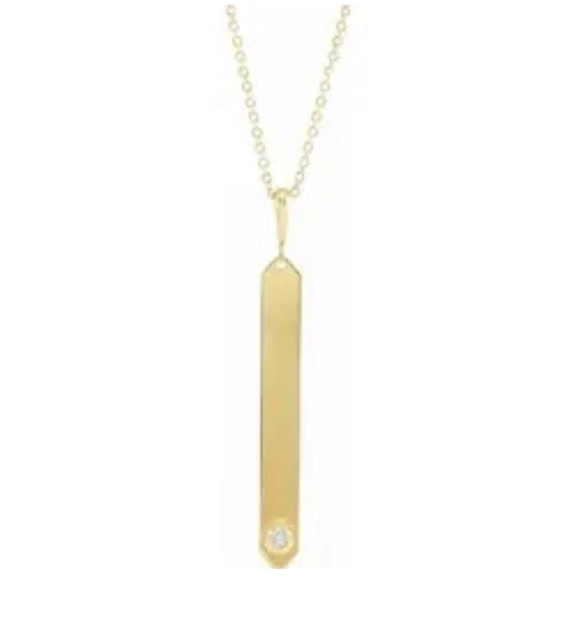 Gold diamond engravable bar necklace