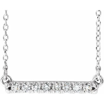 14kt yg french cut pave bar necklace