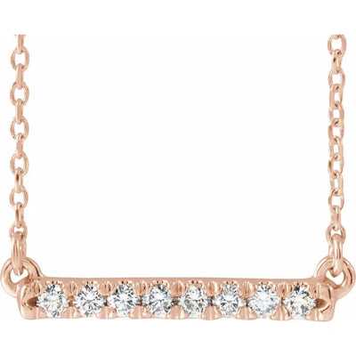 14kt yg french cut pave bar necklace
