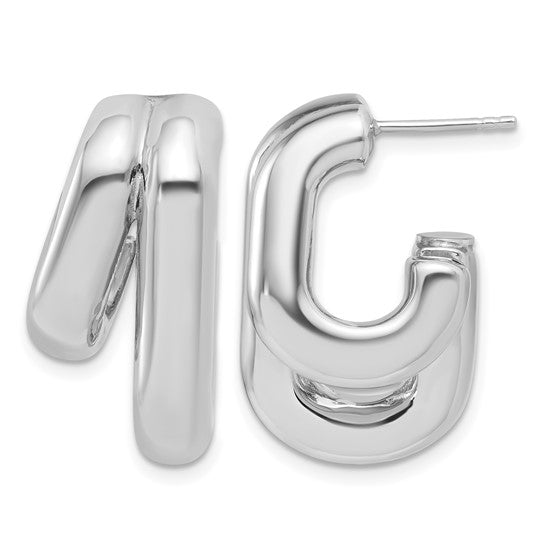 Sterling silver statement  J hoop