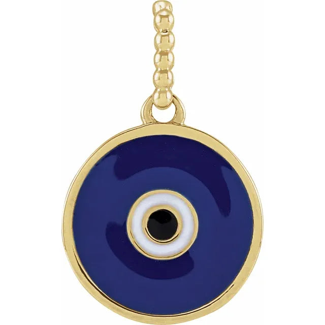 14kt yellow gold evil eye pendant