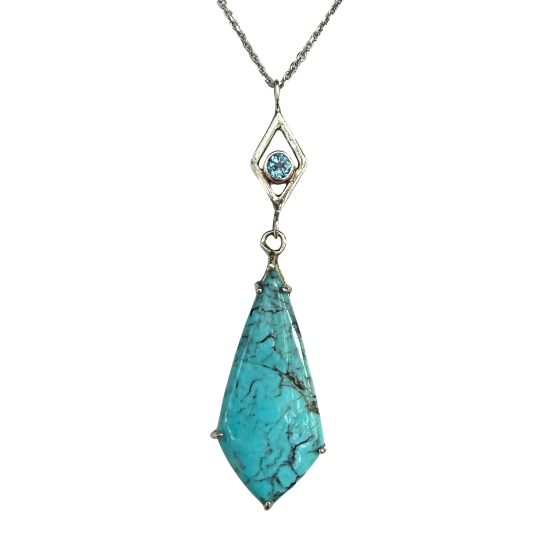 Sterling silver bespoke turquoise drop necklace