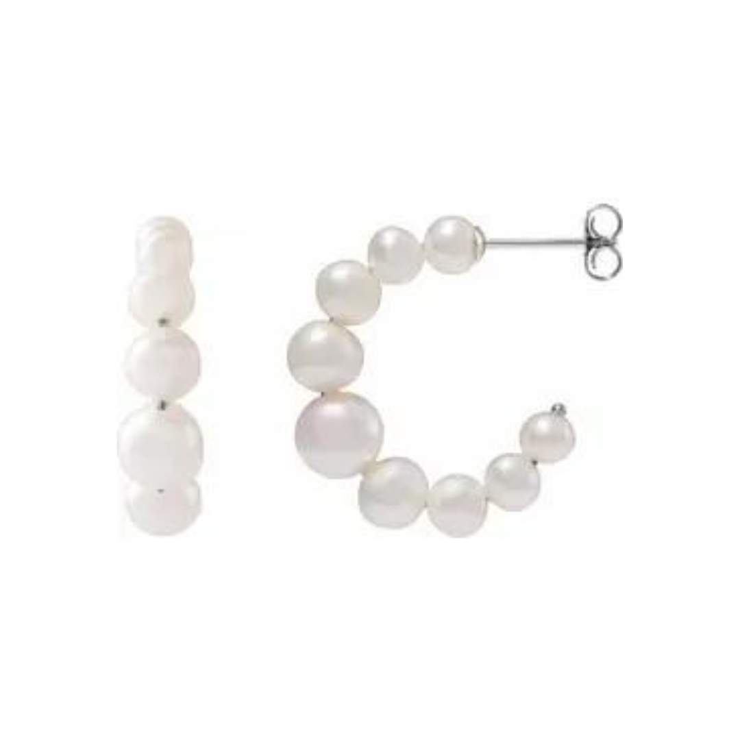 Sterling Silver Freshwater pearl hoops