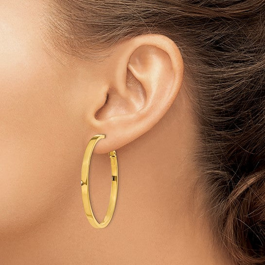 14kt yg large flat hoop earrings