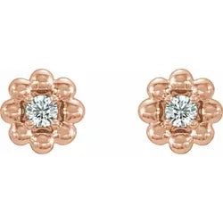 Beaded flower diamond earrings