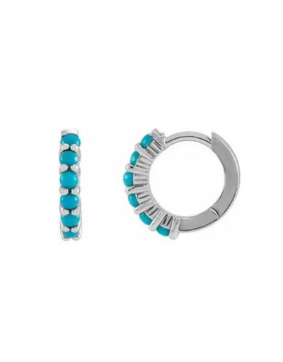 14kt turquoise huggy hoops