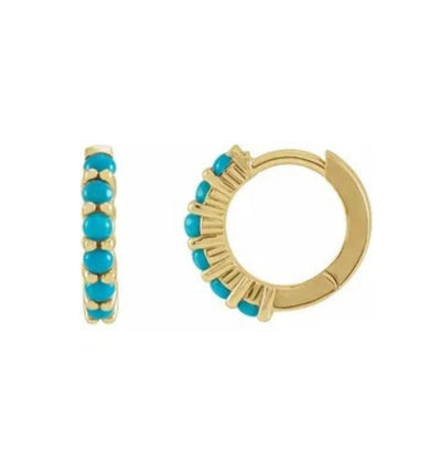 14kt turquoise huggy hoops