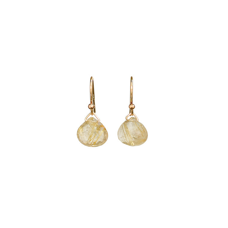 Gold Rutilated Quartz Earrings