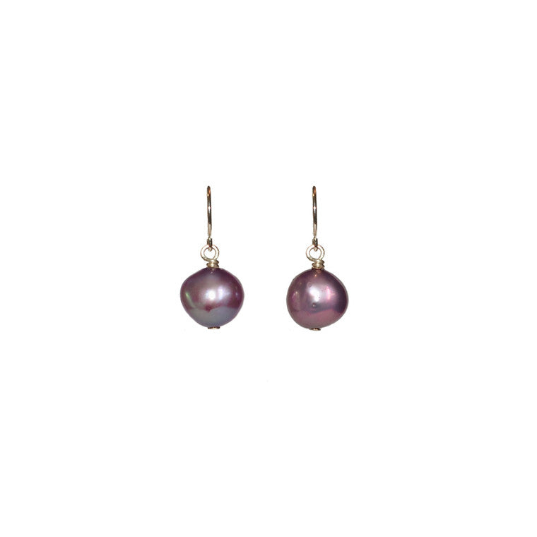 Purple Pearl Drop Earrings