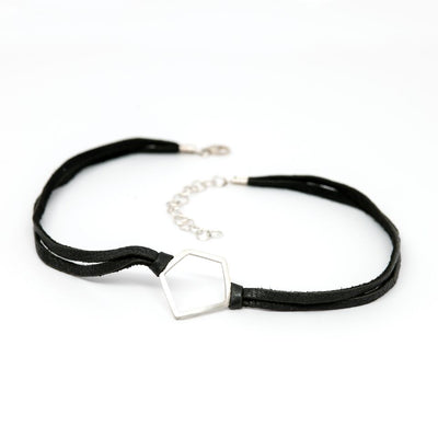 Medium Terrapin Choker on Black Leather