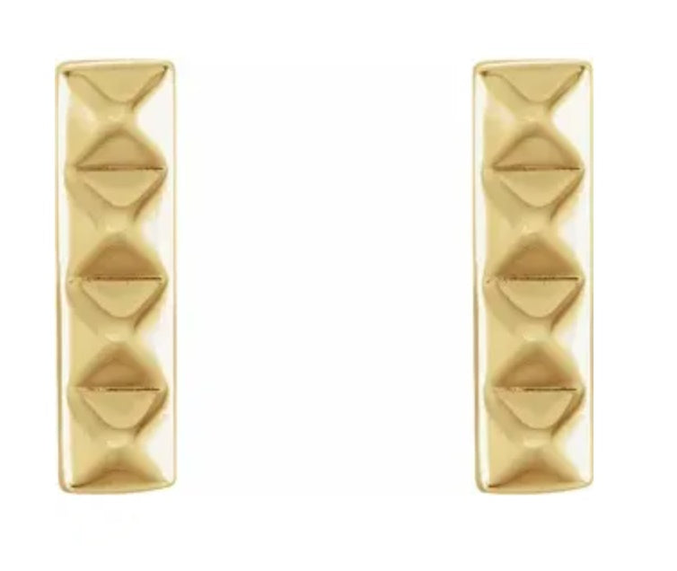14kt Pyramid Bar Earrings
