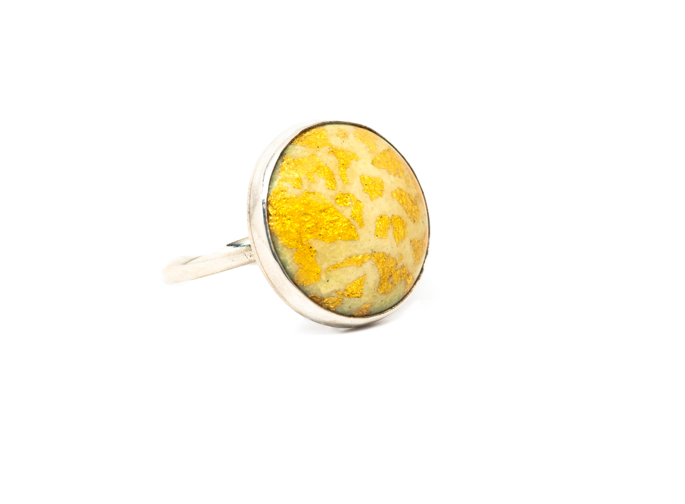 24kt Gold leaf enamel round ring