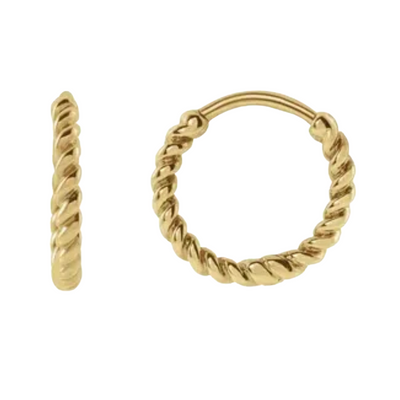 14kt 11 mm Twisted Rope Huggie