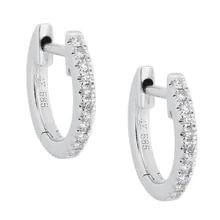 14kt Diamond Huggie Hoops 12mm