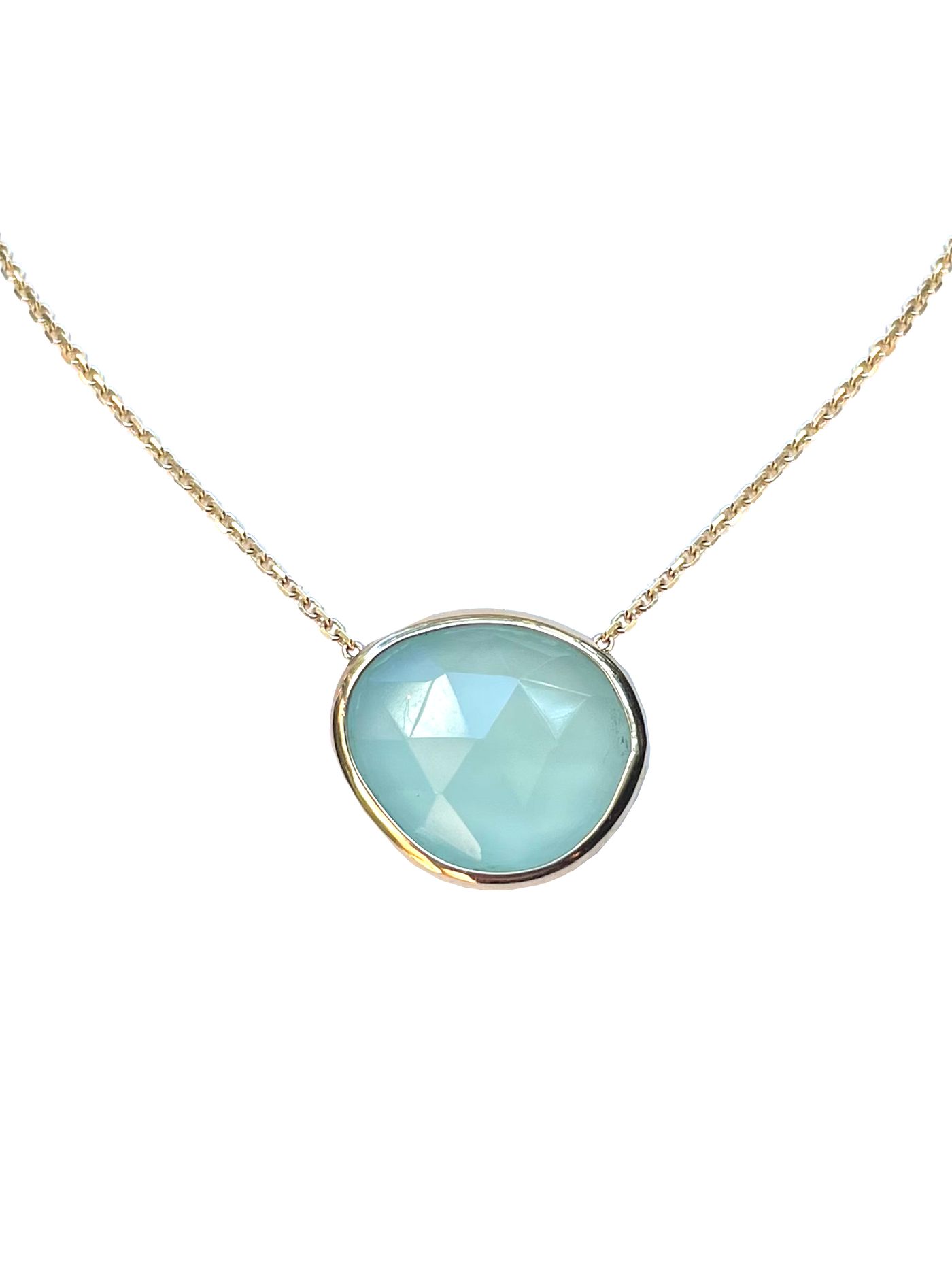 14kt Yellow gold Seafoam Chalcedony Necklace