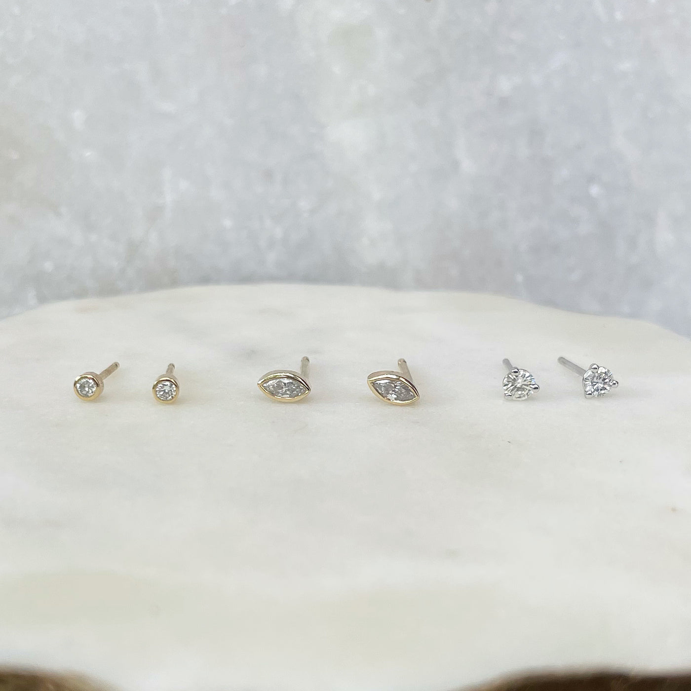 HJ Diamond marquise 14kt yellow gold studs