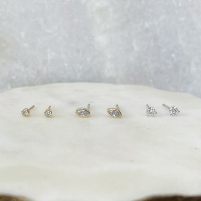 HJ Diamond marquise 14kt yellow gold studs