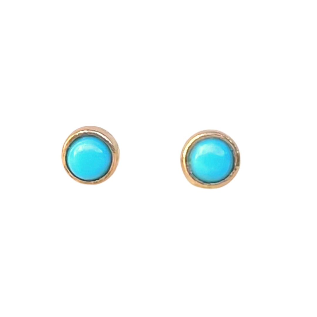14kt Yellow Gold Turquoise studs