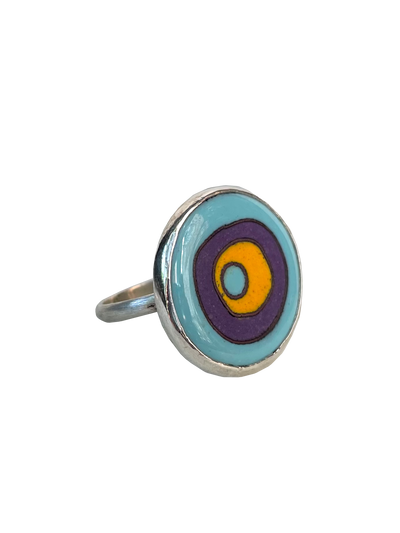 Abstract tribute ring- blue/ purple/ yellow