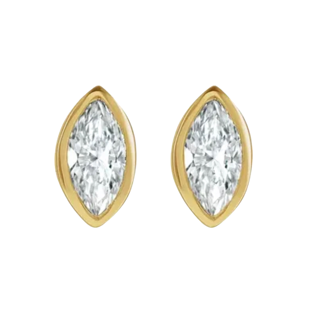 HJ Diamond marquise 14kt yellow gold studs