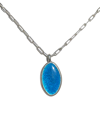 Aqua oval enamel necklace