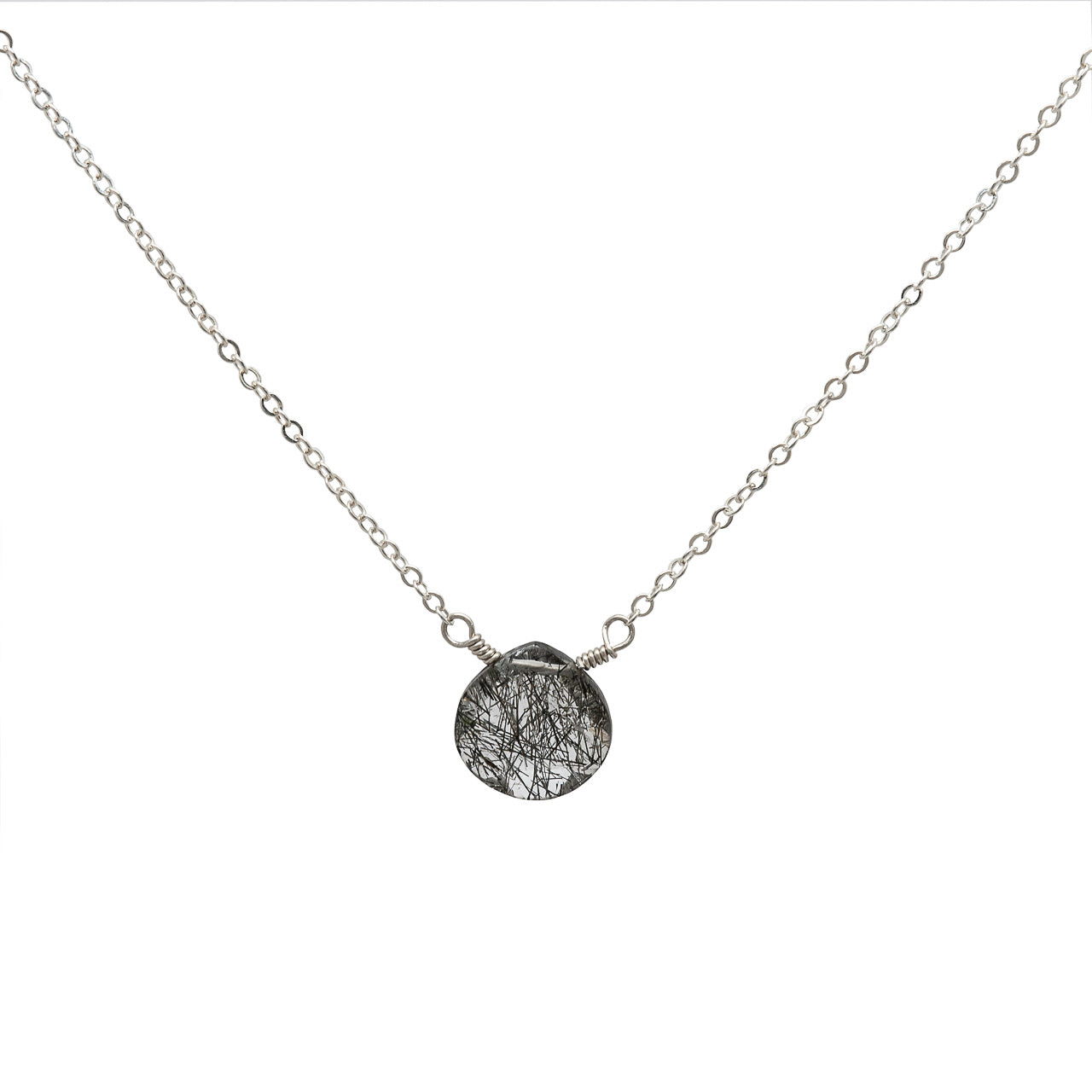 Black rutilated quartz necklace