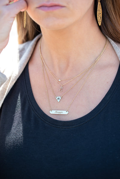 14kt yellow gold Scripted initial pendant