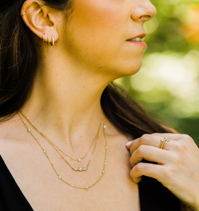Opal 3 stone necklace