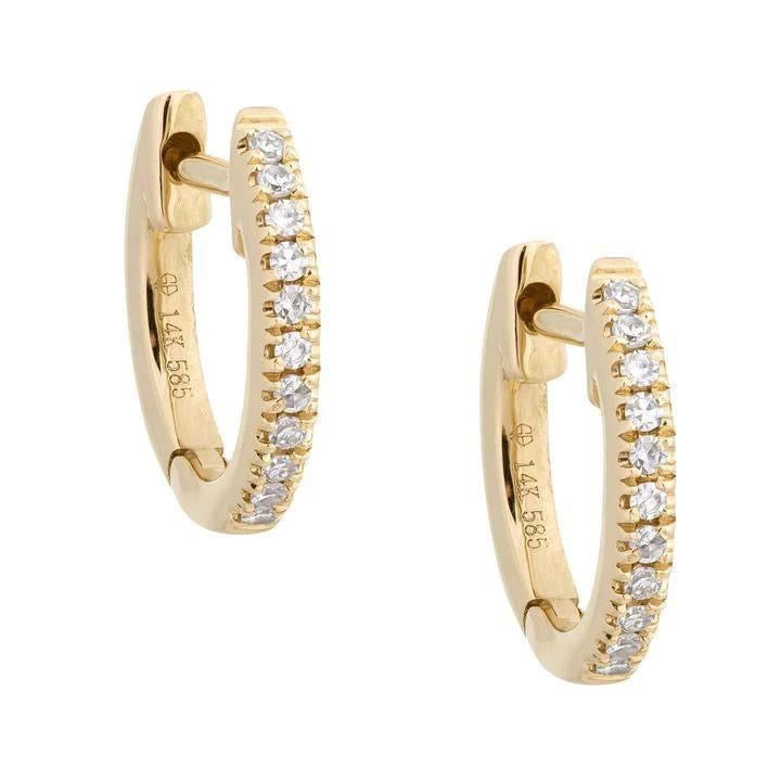 14kt Diamond Huggie Hoops 12mm