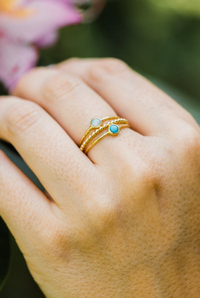 14kt gold ball stackable band