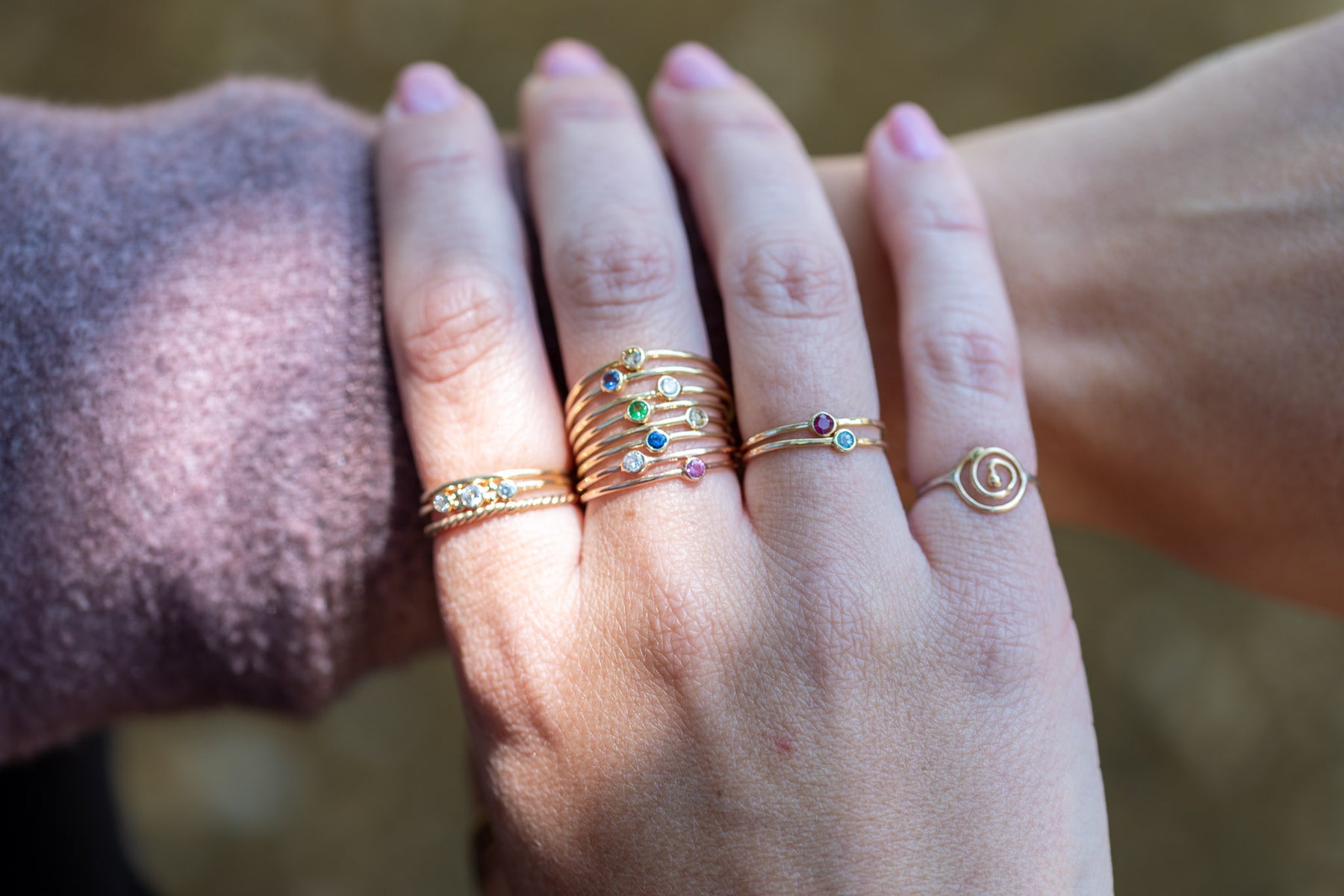 Gold stackable sapphire ring Hinchliffe Jewelry