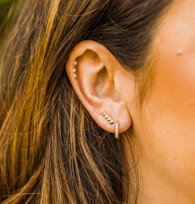 14kt Pyramid Bar Earrings