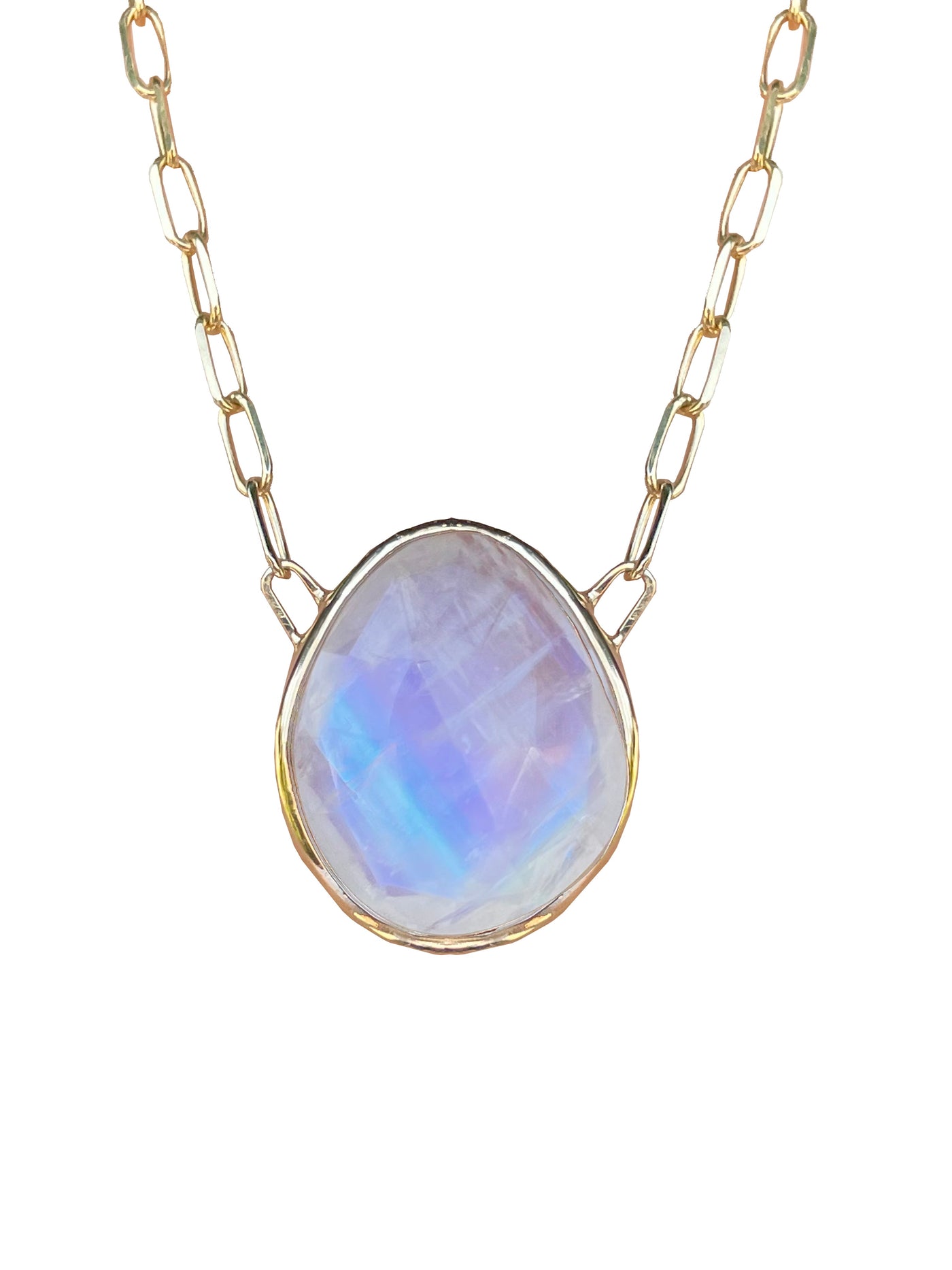 Organic pear shape rainbow moonstone
